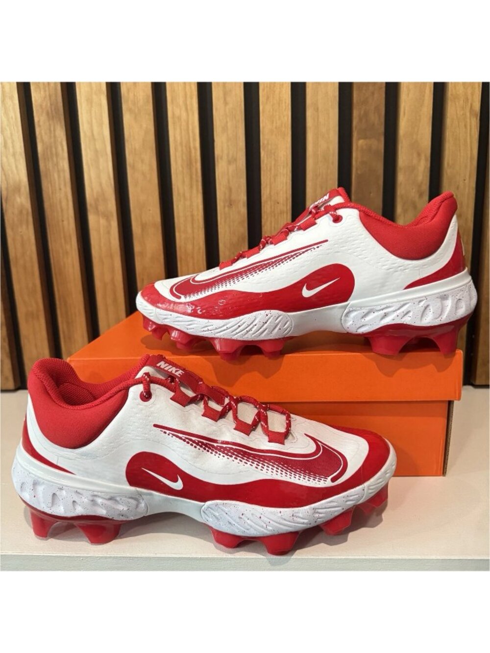 Nike Alpha Huarache Elite 4 Low MCS FD6255-105 Red White Baseball Cleats Mens 10